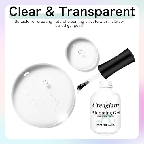 Creaglam Blooming Gel Nail Polish: Marble Natural Stone Clear Blossom Gel Polish for Women at Home Art Design - 15ml Nail Glue Spreading Effect - UV LED DIY Nail Salons Color Flower Watercolor Magic thumbnail 7