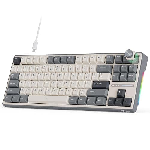 RK ROYAL KLUDGE R87 Pro Wired Mechanical Keyboard with Hot Swappable Knob 75% RGB Backlit Gaming Keyboard 88 Keys TKL Gasket Mounted with QMK/VIA and Linear Creamy Switch - Image 1