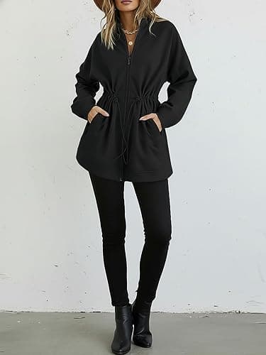 CHICME Womens Zip Up Hoodie Long Sleeve Oversized Sweatshirt Fall Fashion 2025 Casual Jackets Winter Clothes thumbnail 2