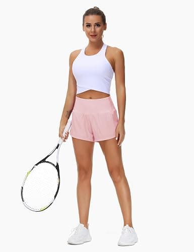 THE GYM PEOPLE Womens High Waisted Running Shorts Quick Dry Athletic Workout Shorts with Mesh Liner Zipper Pockets thumbnail 2