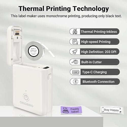 ORGBRO Label Maker Machine with Tape, X1 Portable Bluetooth Mini Label Printer, Support Pre-Cut & Continuous Label, Wireless Small Label Makers with Versatile App for School Home Office Organization thumbnail 4