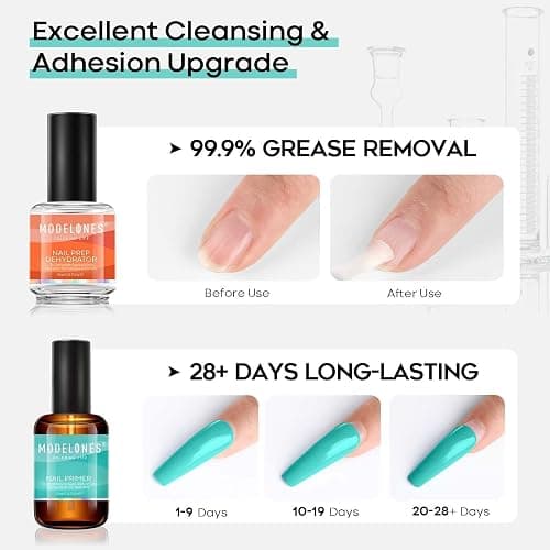 Modelones 2PCS Professional Natural Nail Prep Dehydrate & Bond Primer | Nail Primer Superior Bonding for Gel Nail Polish 15ml thumbnail 4