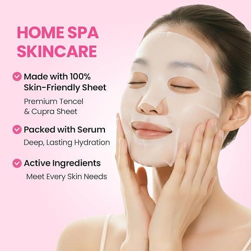 GLAM UP Korean Facial Sheet Mask 12 Combo Pack | Hydrating & Moisturizing Face Mask for Glass Skin | Soothing Korean Skincare for Sensitive, Dry Skin | Bulk Face Masks Gift Set for Home Spa thumbnail 6