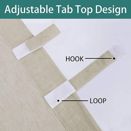 LORDTEX Burlap Linen Look Outdoor Curtain for Patio - 2 Panels Waterproof Tab Top Sheer Curtains for Pergola, Porch, Cabana and Gazebo Indoor/Outdoor Voile Sheer Drapes, 52 x 84 Inch, Linen thumbnail 5