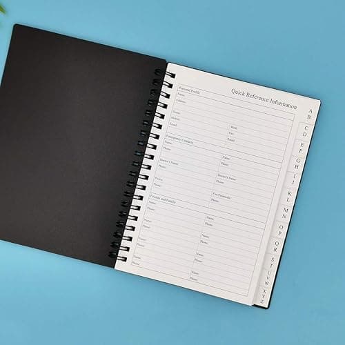Telephone Address & Birthday Book with Tabs, Address Log Book for Contacts, with Phone Numbers, Addresses, Birthday & Password. Alphabetical A-Z Organizer, Black, 5x7 inch thumbnail 4