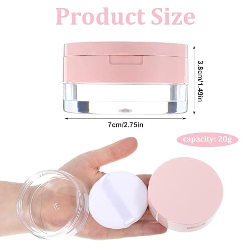 Loose Powder Cocntainers with Sponge Powder Puff and Mirror, No Leaks Empty Plastic Cushion Foundation Container Reusable Makeup Case with Lid thumbnail 2