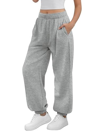 ATHMILE Sweatpants Women Baggy Lounge Pants Workout Gym Active High Waisted Comfy Joggers for Women Fall Clothes 2025 - Small - Grey