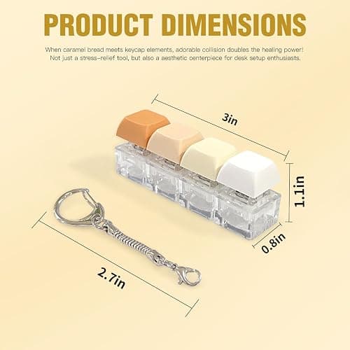 2 Pack Slient and Clicky Keyboard Fidget Toy – Creamy, Stress Relief Fidget Clicker Keychain,Quiet Anxiety Toys for Adults at Work, Travel, Home – Anxiety Relief & Focus Boost thumbnail 2