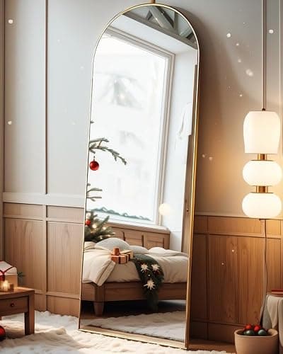 AyeWish Arched Mirror - Full Length, Standing or Wall Mounted, 58"18", Aluminum Frame - Gold - Image 1