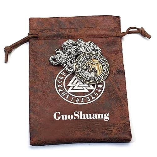 GuoShuang wolf necklace for men Gift Wolf Pedant necklace stainless Steel thumbnail 7
