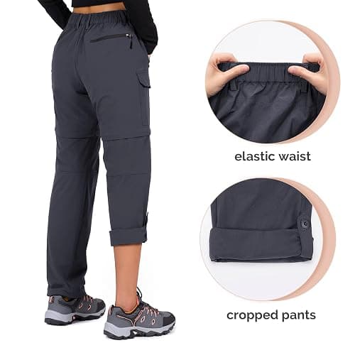 Cycorld Women's-Hiking-Pants-Convertible Quick-Dry-Stretch-Lightweight Zip-Off Outdoor Pants with 5 Deep Pockets thumbnail 4