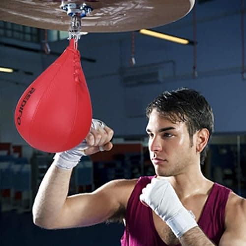 Redipo Superior Boxing Speed Bag - PU Leather Speed Punching Ball - Heavy Duty Hanging Swivel Ball for Gym & MMA Muay Thai Sports Fitness - Punching Dodge Striking Speed Reflex Ball thumbnail 5