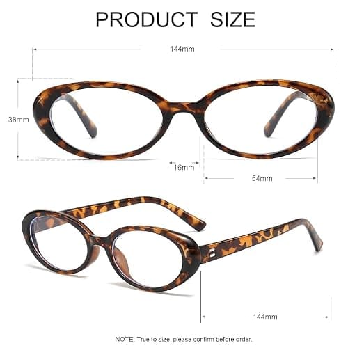 JOVAKIT Oval Blue Light Blocking Glasses for Women Men Vintage Fashion Small 90s Retro Oval Frame Style Eyeglasses thumbnail 5