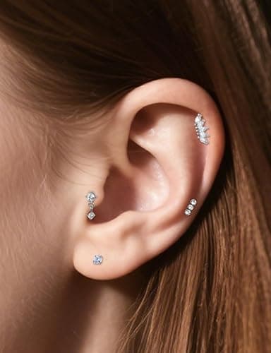 Lsnevsie 14K Gold Filled 20G 18G 16G Threadless Flat Back Earrings Studs Surgical Stainless Steel Push In Nose Rings Studs Tragus Forward Helix Conch Cartilage Earrings Piercing Jewelry For Women Men thumbnail 6