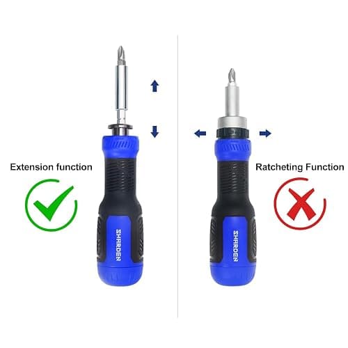 SHARDEN Multibit Screwdriver 13-in-1 Screw Driver Set Adjustable Extension Screwdriver Multitool All in One with Torx Security, Flat Head, Phillips, Hex, Square and 1/4 Nut Driver thumbnail 5