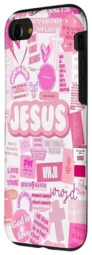 Aesthetic Pink Preppy Collage Jesus Loves You Girls Wome Case for iPhone SE (2020) / 7 / 8 thumbnail 2
