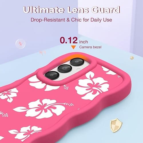 CASBST Compatible with Galaxy A15 5G Phone Case for Women Girls, Curly Wavy Frame with Cute Pattern, Aesthetic Slim Soft Silicone TPU Bumper Shockproof Phone Case for Samsung A15 - Tropical Hibiscus thumbnail 3