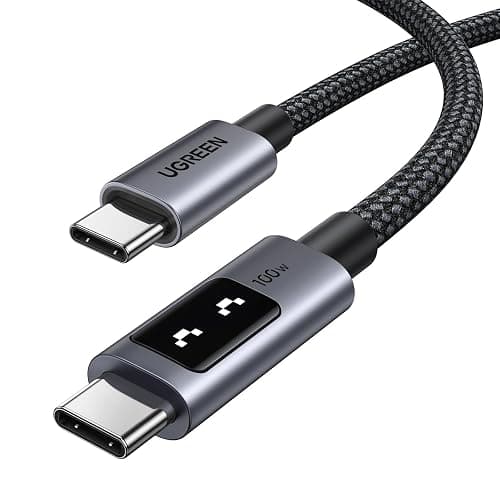 UGREEN Uno USB C to USB C Cable 100W Fast Charging Cable Type C Charging Cord with LED Display for iPhone 17/17 Air/17 Pro/17 Pro Max/16, MacBook Pro/Air, iPad Pro/Air, Galaxy S25 Ultra 10FT Black - Image 1