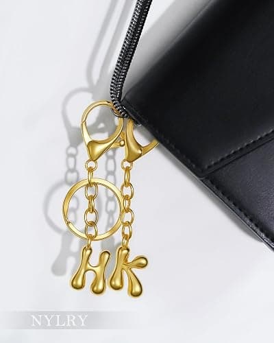 nylry Gold Initial Letter Keychain Gift for Women Initial Bag Charm Purse Charms for Handbags Accessories thumbnail 7