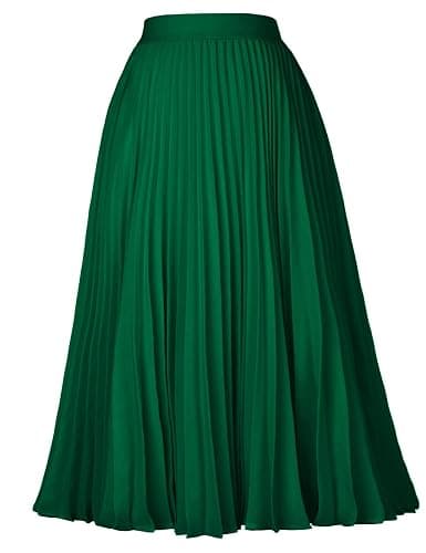 GRACE KARIN Women High Elastic Waist Pleated Chiffon Skirt Midi Swing A-line Skirts thumbnail 2