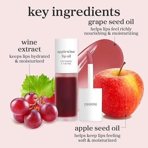 NOONI Korean Lip Oil - Applewine | Long-Lasting, Moisturizing, Plumping, Revitalizing for Dry Lips, Waterproof, No Peel Off, Hydrating, Nourishing Crystal Clear, Stocking Stuffers, 0.12 FL Oz thumbnail 7
