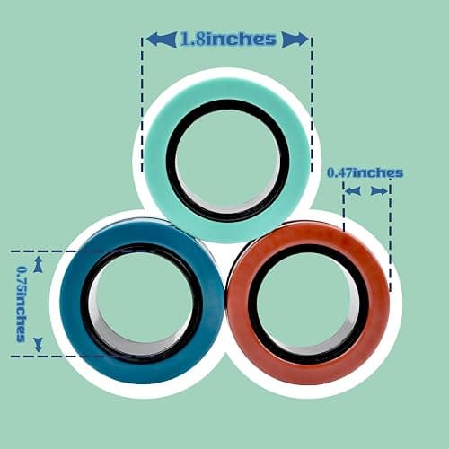 Cevioce 12 PCS Magnetic Ring Fidget Toys Set,ADHD Anxiety Magnetic Finger Spinner Pack for Teens Adults and Kids,Coolest Magnet Stress Relief Toy for 8+ Year Old Boys Girls Present thumbnail 2