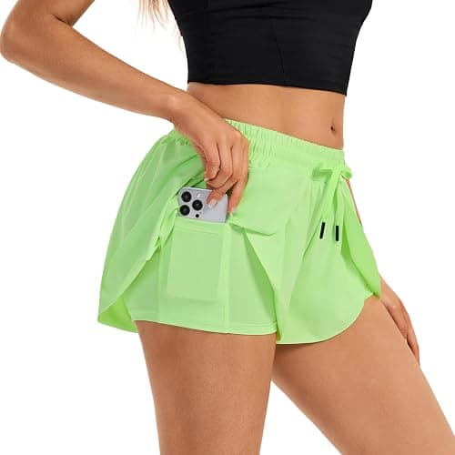 Flowy Running Shorts for Women Workout Athletic Gym Yoga Butterfly Skirt with Pockets Spandex Cute Clothes Summer - Image 1