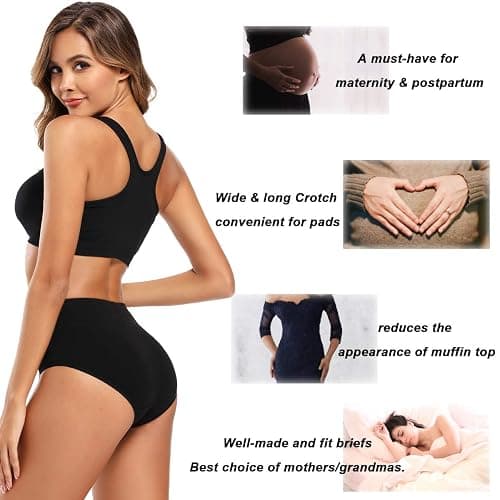 Molasus Women's Cotton Underwear High Waisted Full Coverage Ladies Panties (Regular & Plus Size) thumbnail 4