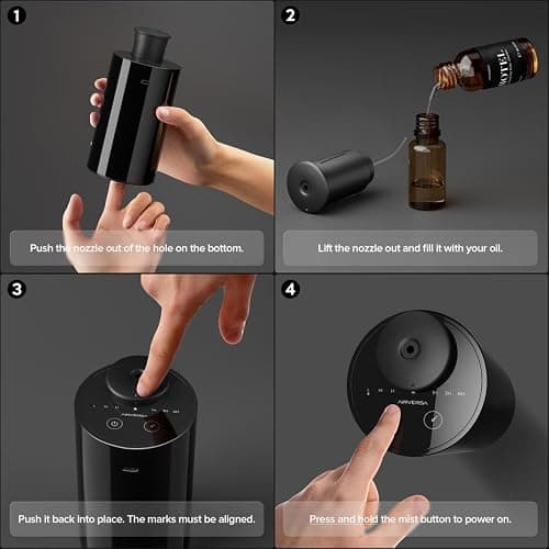 Waterless Essential Oil Diffuser Starter Kit with 30mL Hotel Scent Fragrance Oil Inspired by Ritz-C., Battery Operated Mini Scent Air Machine Portable Diffuser for Home Car Office, Black AN6 thumbnail 2