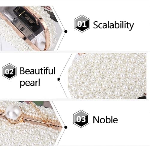 YYIHER Women's Evening Handbags Pearl Clutch Purse Beaded bag Bridal Clutch wedding Purse - Pearl Clutch thumbnail 7