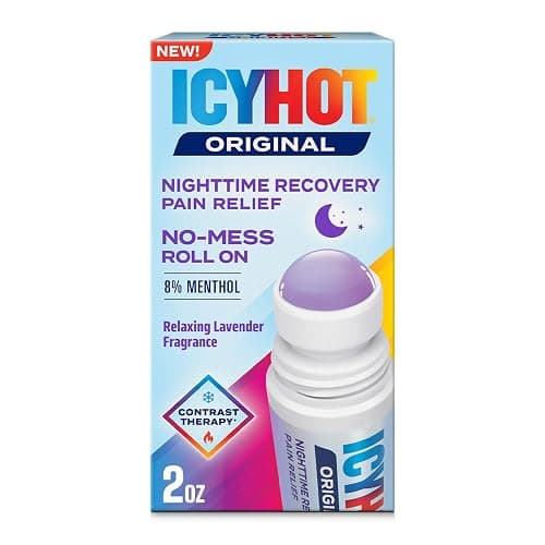 Icy Hot Original Pain Relief Nighttime Recovery No-Mess Roll-On Applicator, Fast-Acting Pain Relief with Menthol 8% for Backaches, Joints, Muscle Strains and Arthritis, Lavender Scent, 2 oz - Image 1