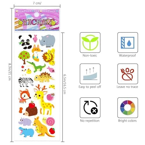 24 Sheets 3D Puffy Stickers for Kids Toddlers Bulk, Small Children Party Bag Sticker Variety Pack for Preschool Teacher, Boy Girl Rewards Crafts Scrapbooking Gifts (Dinosaur Animal Car Flower Heart) thumbnail 3