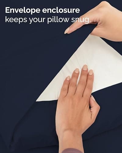 Twin XL 4 Piece Sheet Set - Comfy Breathable & Cooling - Hotel Luxury Bedding for Women, Men, Kids, Teens & Children - 1 Flat & 1 Fitted Sheet & 2 Pillowcases w/ Deep Pockets, Wrinkle Free - Navy Blue thumbnail 7