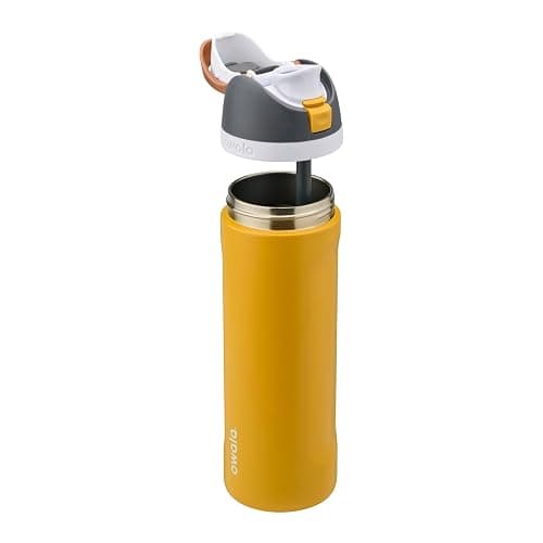 Owala FreeSip Stainless Steel Water Bottle 24 oz Grey/Yellow (Golden Quest) thumbnail 3