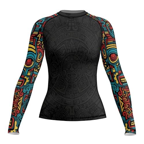 RASHNINJA Aztec Women's Long Sleeve Rash Guard BJJ MMA Grappling Compression Shirt Jiu Jitsu Rashguard for Women - Image 1