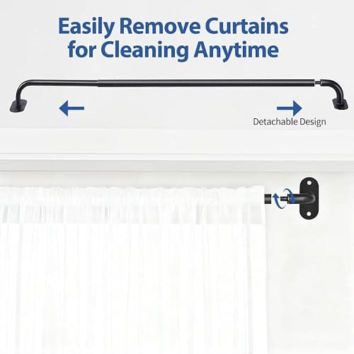 2 Pack French Door Curtain Rod, Sash Curtain Rod Adjustable 18-32in, Black | 3/8in Wrap Around Metal Cafe Curtain Rod Mount With Screws, Supports Up To 20 lb for French Doors, Windows and Sidelights thumbnail 7