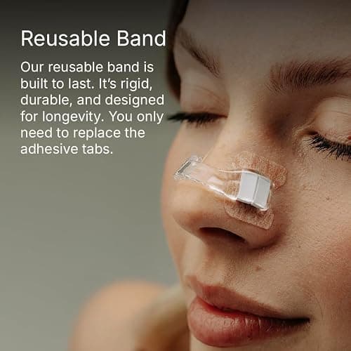 Intake Breathing — Magnetic Nasal Strips Starter Kit | Reusable Band + Tabs | Nasal Strips for Sleep, Snoring, Breathing & Sports | Stronger Lift Than Traditional Nose Strips | 4 Sizes, 15 Tabs, Clear thumbnail 7