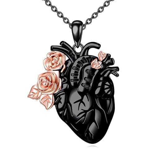 YFN Anatomical Heart Necklace Sterling Silver Anatomical Pendant Anatomy Jewelry for Women Heart Attack Survivor Gifts - Image 1