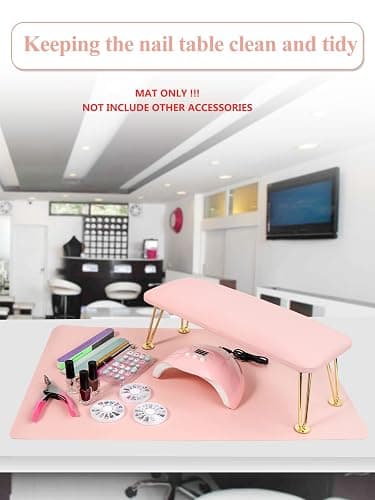 (MAT ONLY) Pink Nail Art Table Mat, Foldable Nail Art Hand Rest Pad for Nail Arm Rest Cushion, Soft Microfiber Leather Nail Mat, Manicure Pad Nail Table Pad Desk Mat for Nail Technician Salon Home thumbnail 5