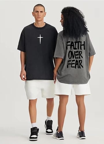 Men's Oversized T-Shirt God Child of Jesus Faith Christian Shirt Unisex Casual Vintage Streetwear Baggy Washed Tops thumbnail 2