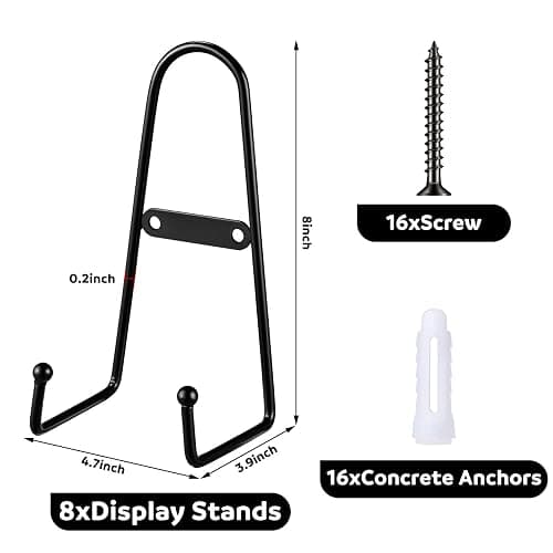 8 Pcs Metal Wall Mount Plate Display Stands Medium Black Easel Plate Hangers Vertical Stand Holders Picture Frame Stand Rack for Decorative Book Platter Arts(8 Inch) - 8 Inch thumbnail 3