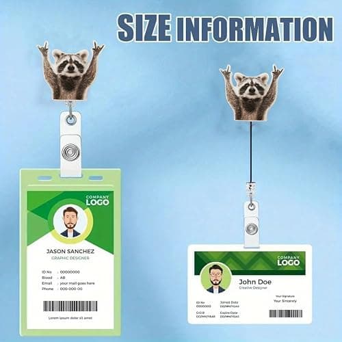 Funny Raccoon Badge Reel Retractable Acrylic Alligator Badge Clip Cute Badge Reel Holder Nurse Doctor Name Tag Badge Clip for Nurse Doctor Office Worker ID Card Decor - Style 08 thumbnail 4