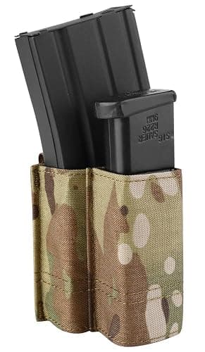 KRYDEX 5.56mm Magazine Pouch + 9mm .45 Pistol Mag Pouch Combo MOLLE Mag Holders with Quick Release Mag Pouch Insert - Image 1