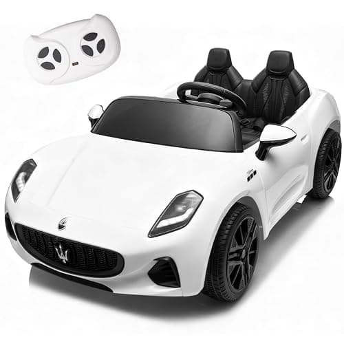 24V Maserati Licensed 2-Seater Kids Electric Ride-On Car, Dual-Speed Modes, Adjustable Seat Belts, Music & Bluetooth, 4 Motors for Powerful Performance, Ideal Gift for Ages 4-8 (White) - Image 1