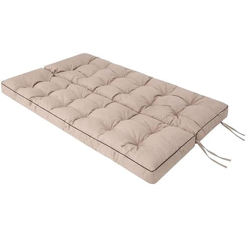 rlosqvee Outside Benches Cushion with Backrest, Thicken Waterproof Swing Cushions 2/3 Seater Replacement, Porch Swing Cushions Outdoor (Beige, 55"x40") thumbnail 7