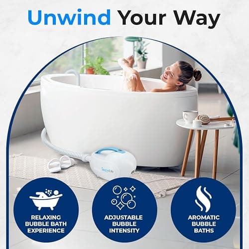 Portable Spa Bubble Bath Massager - Thermal Spa Waterproof Non-slip Mat with Suction Cup Bottom, Motorized Air Pump & Adjustable Bubble Settings - Remote Control Included - Serenelife PHSPAMT22 thumbnail 3