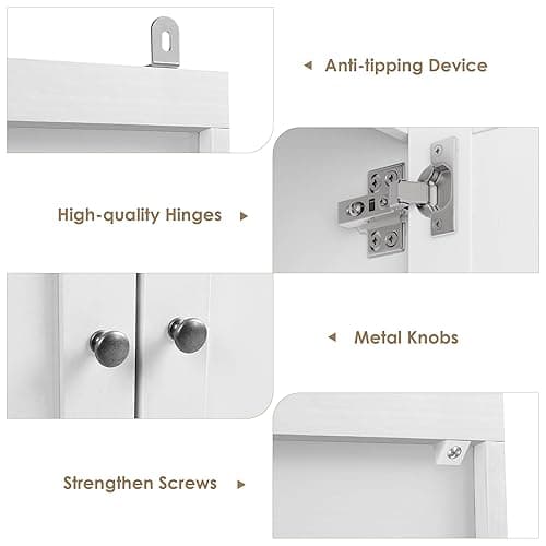 FACBOTALL 71.3'' Tall Bookcase with Glass Doors, Farmhouse Book Shelf with Adjustable Shelf, Tall Bookshelf with Storage, Bookshelves and Bookcases with 5 Tier Display Storage for Living Room, White thumbnail 8