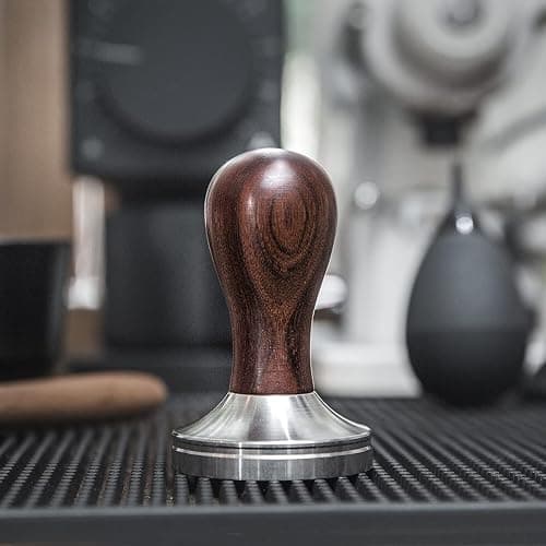 USEAMIE Coffee Tamper Espresso Press with Tamper Mat 304 Stainless Steel Flat Base Wooden Handle for Coffee Grounds Barista Espresso Machines Accessory (51MM) thumbnail 6