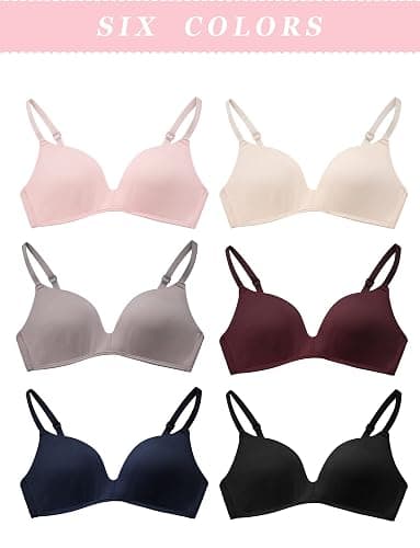 Happy Cherry Teens Training Bras for Girl Adjustable Cotton Bra with Padded Soft Lightly Wireless Training Bra Pack of 6 thumbnail 4