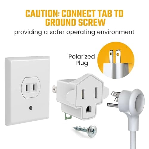4 Pack ETL Listed Grounding Outlet Adapter, JACKYLED 3-2 Prong Adapter Converter, Portable Fireproof 392℉ Resistant Heavy Duty Wall Outlet Plug for Household Appliances Industrial - 4 Pack - A-Ivory White thumbnail 6